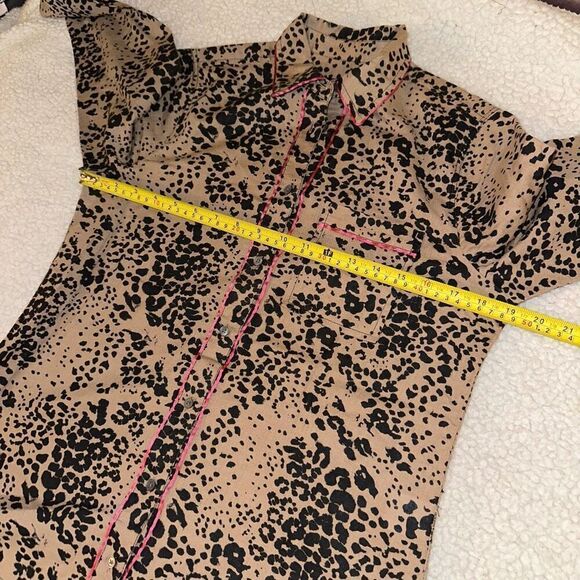 J. Crew Women’s Linen Blend Brown Black Cheetah Print Button Up Size XS - Picture 9 of 12
